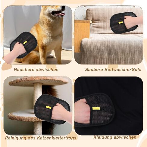 2pcs قفازات شعر الحيوانات الأليفة ، قفازات القفازات مزدوجة القفازات القفازات المزيفة قفاز قفاز القفاز للغسيل ، deseshedding ، والفرشاة القابلة لإعادة الاستخدام للغسيل (أسود) in Saudi Arabia