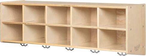 10-Section Wall Mount Coat Locker, Hanging Organizer, Natural in Saudi Arabia