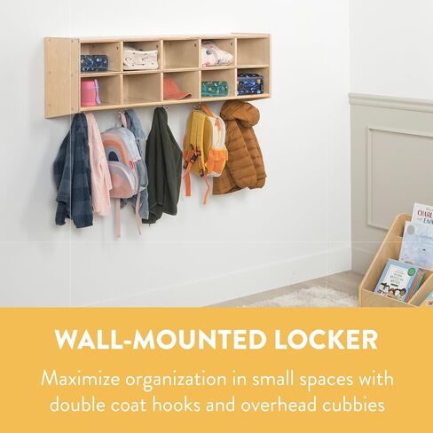 10-Section Wall Mount Coat Locker, Hanging Organizer, Natural in Saudi Arabia