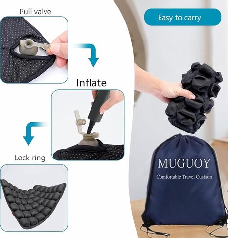 مقعد طائرة Muguoy Sondor Travel Cushion ، وسادة مقعد للطائرات المحمولة للرحلات الطويلة ، و 42 فقاعات وسادة مقعد قابلة للنفخ للسفر الجوي in Kuwait