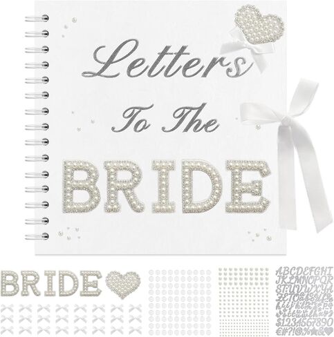 8x8 Letters to The Bride Scrapbook Wedding Memory Book Bridal DIY Photo Album Guest Book with Pearl Stickers Letters and Bows Blank Paper for Personalized Keepsake in Saudi Arabia