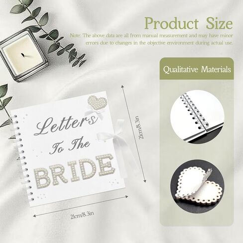 8x8 Letters to The Bride Scrapbook Wedding Memory Book Bridal DIY Photo Album Guest Book with Pearl Stickers Letters and Bows Blank Paper for Personalized Keepsake in Saudi Arabia