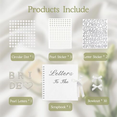 8x8 Letters to The Bride Scrapbook Wedding Memory Book Bridal DIY Photo Album Guest Book with Pearl Stickers Letters and Bows Blank Paper for Personalized Keepsake in Saudi Arabia