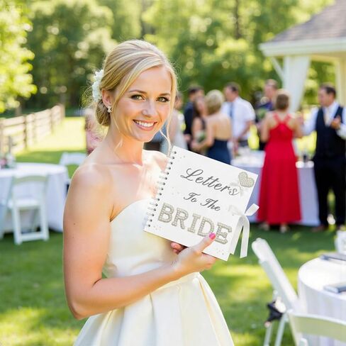 8x8 Letters to The Bride Scrapbook Wedding Memory Book Bridal DIY Photo Album Guest Book with Pearl Stickers Letters and Bows Blank Paper for Personalized Keepsake in Saudi Arabia