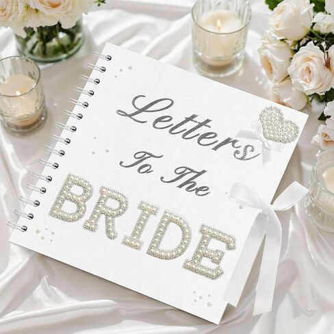 8x8 Letters to The Bride Scrapbook Wedding Memory Book Bridal DIY Photo Album Guest Book with Pearl Stickers Letters and Bows Blank Paper for Personalized Keepsake in Saudi Arabia