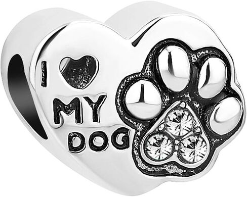 Paw Print Dog Cat Charm Compatible with Pandora Charm Bracelets Women Family Cat Silver Family I Love Pet Birthday in Kuwait