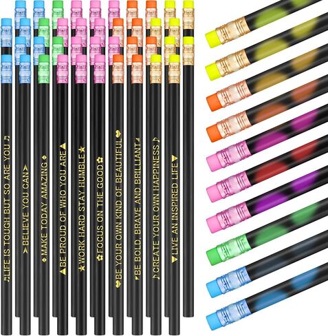 Eersida 40pcs Color Changing Mood Pencils Fun Pencils Bulk for Kids Students Motivational Pencil 2B Assorted Thermochromic Pencil with Eraser (Inspirational) in Saudi Arabia