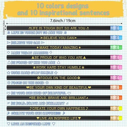 Eersida 40pcs Color Changing Mood Pencils Fun Pencils Bulk for Kids Students Motivational Pencil 2B Assorted Thermochromic Pencil with Eraser (Inspirational) in Saudi Arabia