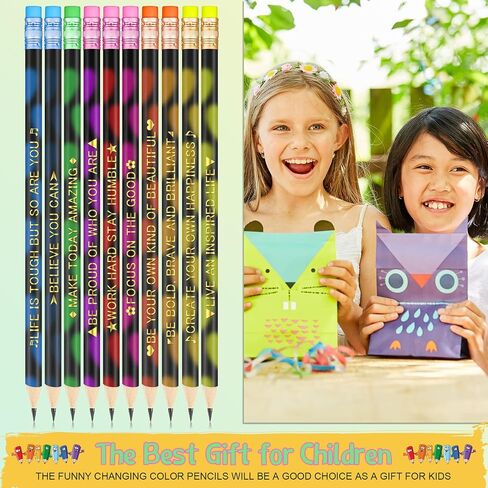 Eersida 40pcs Color Changing Mood Pencils Fun Pencils Bulk for Kids Students Motivational Pencil 2B Assorted Thermochromic Pencil with Eraser (Inspirational) in Saudi Arabia