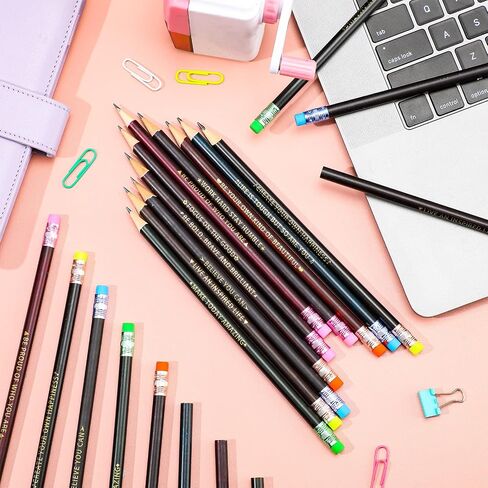 Eersida 40pcs Color Changing Mood Pencils Fun Pencils Bulk for Kids Students Motivational Pencil 2B Assorted Thermochromic Pencil with Eraser (Inspirational) in Saudi Arabia