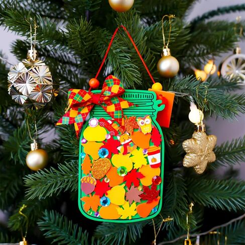 Winlyn 24 Sets Fall Craft Kits Diy Maple Leaf Pumpkin Mason Jar Orments Decorations Arts Attrics Foam Stickers Easy Atrictgiving Arts and Crafts for Kids Home Classroom Tivors Party Party in Saudi Arabia