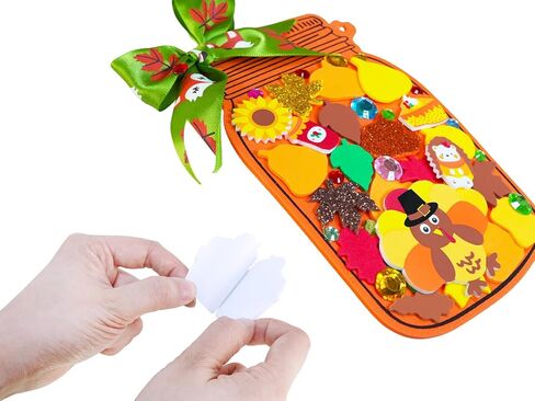 Winlyn 24 Sets Fall Craft Kits Diy Maple Leaf Pumpkin Mason Jar Orments Decorations Arts Attrics Foam Stickers Easy Atrictgiving Arts and Crafts for Kids Home Classroom Tivors Party Party in Saudi Arabia