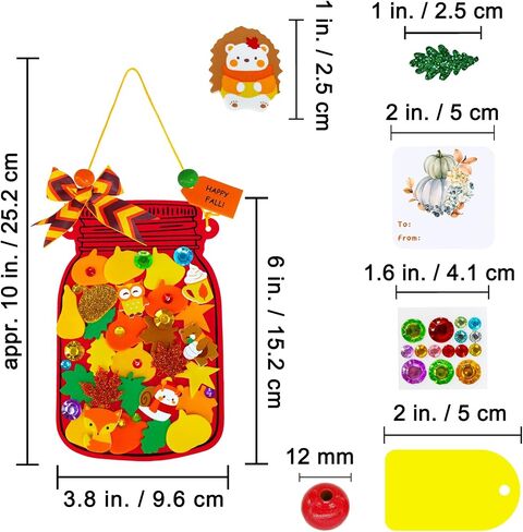 Winlyn 24 Sets Fall Craft Kits Diy Maple Leaf Pumpkin Mason Jar Orments Decorations Arts Attrics Foam Stickers Easy Atrictgiving Arts and Crafts for Kids Home Classroom Tivors Party Party in Saudi Arabia