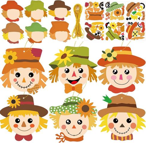 Fancy Land Fall Scarecrow Craft Kits Make Your Own Scarecrow Head Art Crafts Set for Autumn Thanksgiving Kids Project School Classroom Home Activity Supplies 30 Packs in Saudi Arabia