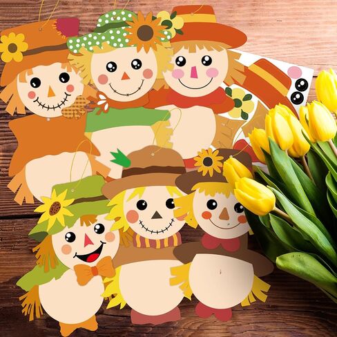 Fancy Land Fall Scarecrow Craft Kits Make Your Own Scarecrow Head Art Crafts Set for Autumn Thanksgiving Kids Project School Classroom Home Activity Supplies 30 Packs in Saudi Arabia