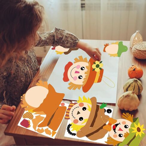 Fancy Land Fall Scarecrow Craft Kits Make Your Own Scarecrow Head Art Crafts Set for Autumn Thanksgiving Kids Project School Classroom Home Activity Supplies 30 Packs in Saudi Arabia