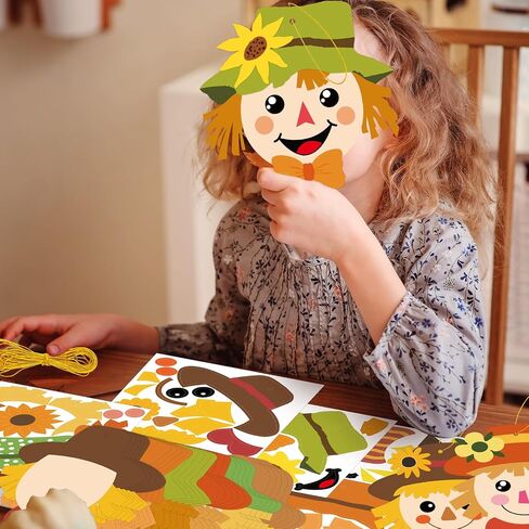 Fancy Land Fall Scarecrow Craft Kits Make Your Own Scarecrow Head Art Crafts Set for Autumn Thanksgiving Kids Project School Classroom Home Activity Supplies 30 Packs in Saudi Arabia