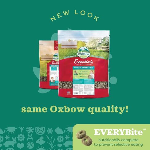 Oxbow Essentials Hamster Food and Gerbil Food, Vitamin & Mineral Rich Daily Diet for Hamsters & Gerbils, Veterinarian Formulated, Small Animal Pet Products, Made in USA, 15 lb Bulk Bag in Saudi Arabia