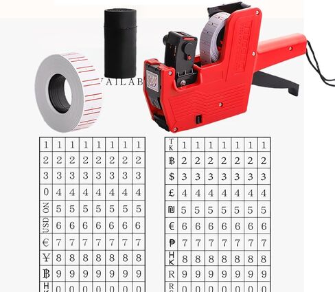 ZZT Red Price Puns ، Punding Puns مع 8 أرقام علامة السعر ، صانع تسمية التسعير لـ DIY ، سوبر ماركت in Kuwait