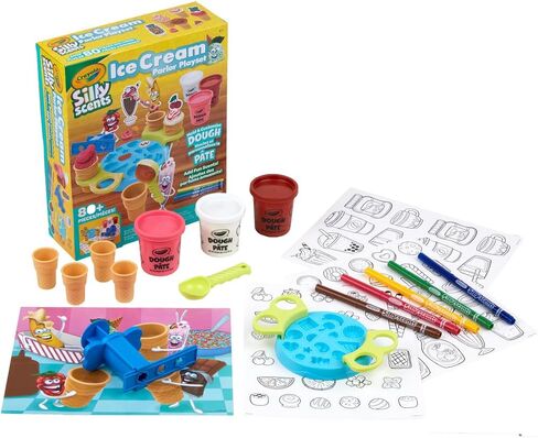 لعبة Crayola Silly Scents Ice Cream Toy ، عجينة الأطفال ، تلعب لعبة الطعام مع علامات معطرة ، هدايا 4+ in Kuwait