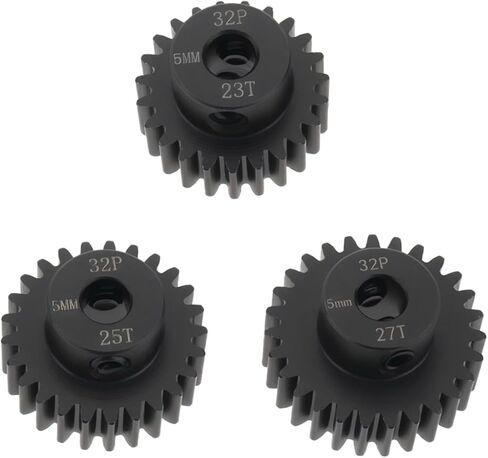 3Pcs RC Pinion Gear 32P 5mm Mod 0.8 Pinion Gear Set 23T 25T 27T 40CRO Chrome Steel Pinion Motor Gear Suitable for 32 Pitch RC Car Truck Spur Gear in Kuwait