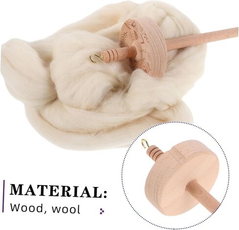 Villcase 1 Set Wooden Drop Spindle Kit Tool Portable Weaving Tool for Yarn Craftting Wood Wood Shuttle مع منظم تخزين الخيط لمشاريع النسيج الإبداعية in Kuwait