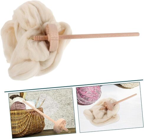 Villcase 1 Set Wooden Drop Spindle Kit Tool Portable Weaving Tool for Yarn Craftting Wood Wood Shuttle مع منظم تخزين الخيط لمشاريع النسيج الإبداعية in Kuwait
