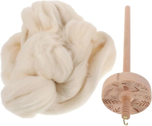 Villcase 1 Set Wooden Drop Spindle Kit Thardle Weaving Tool for Wool Spinning Portable Yarn Spinner مع منظم تخزين الخيط للمبتدئين والمحترفين in Kuwait
