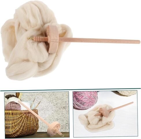 Villcase 1 Set Wooden Drop Spindle Kit Thardle Weaving Tool for Wool Spinning Portable Yarn Spinner مع منظم تخزين الخيط للمبتدئين والمحترفين in Kuwait