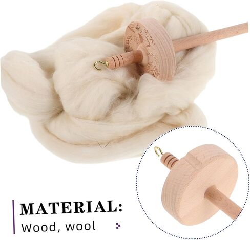 Artibetter 1 Set Drop Spindle Yarn Winding Tool Wooden Thread Holder with Wool Strip Durable Portable Weaving Tool Kit for Beginners and Enthusiasts in Saudi Arabia
