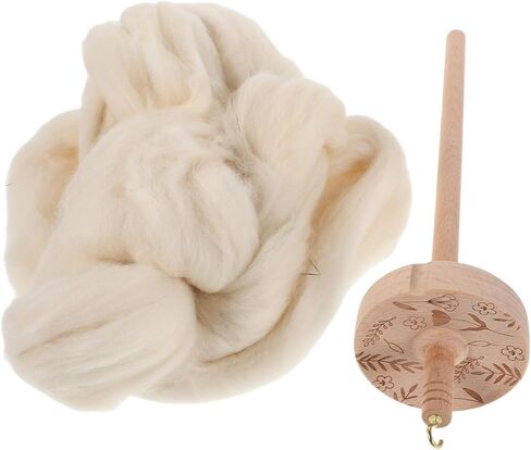 Gadpiparty 1 Set Crafted Wooden Drop Spindle Kit Whorl Yarn Spinner with Wool Strip for Spinning Weaving and Crafting Durable Yarn Winder and Weaving Tool Kit for Beginners and Enthusiasts in Saudi Arabia