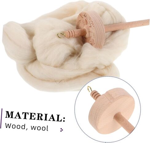 Gadpiparty 1 Set Crafted Wooden Drop Spindle Kit Whorl Yarn Spinner with Wool Strip for Spinning Weaving and Crafting Durable Yarn Winder and Weaving Tool Kit for Beginners and Enthusiasts in Saudi Arabia