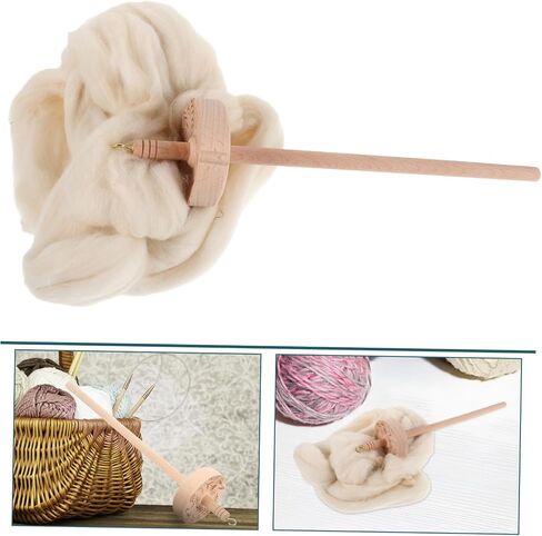 Gadpiparty 1 Set Crafted Wooden Drop Spindle Kit Whorl Yarn Spinner with Wool Strip for Spinning Weaving and Crafting Durable Yarn Winder and Weaving Tool Kit for Beginners and Enthusiasts in Saudi Arabia