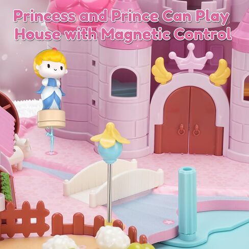 مجموعة Dream Princess Play ، مع 4 ألعاب متحركة مغناطيسية ، ألعاب بناء منزل مغناطيسي مع موسيقى خفيفة ، هدية لعبة للأطفال الذين تتراوح أعمارهم بين 6 سنوات （Pink） in Kuwait