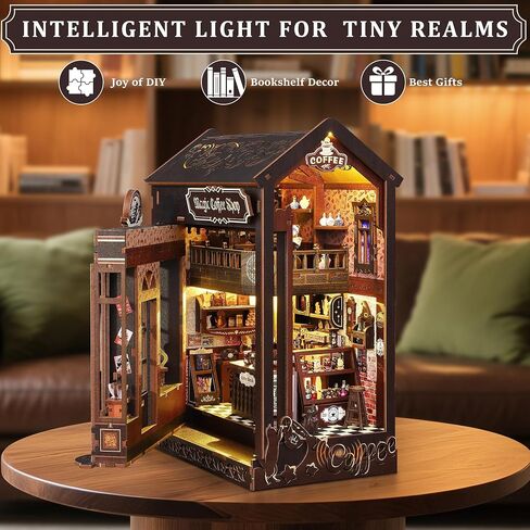 Sunnino Book Nook Kit - DIY Miniature House Kit Doll House 3D Wooden Buzzles with LED Lights و Book Nook Kits للبالغين والمراهقين أفضل الهدايا لأصدقاء العائلة in Kuwait