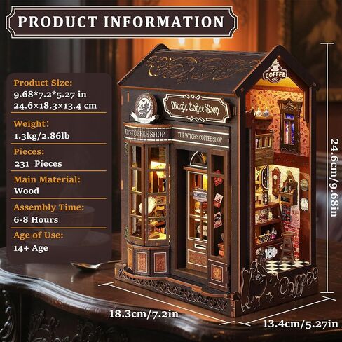 Sunnino Book Nook Kit - DIY Miniature House Kit Doll House 3D Wooden Buzzles with LED Lights و Book Nook Kits للبالغين والمراهقين أفضل الهدايا لأصدقاء العائلة in Kuwait