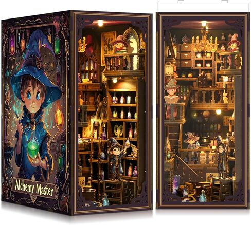 SUNNINO Book Nook Kit - DIY Miniature House Kit Doll House 3D Wooden Puzzles with LED Lights, Book Nook Kits for Adults and Teens Best Gifts for Family Friends in Saudi Arabia