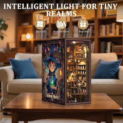 SUNNINO Book Nook Kit - DIY Miniature House Kit Doll House 3D Wooden Puzzles with LED Lights, Book Nook Kits for Adults and Teens Best Gifts for Family Friends in Saudi Arabia