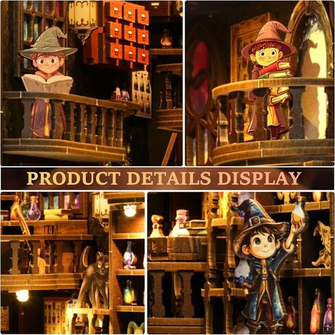 SUNNINO Book Nook Kit - DIY Miniature House Kit Doll House 3D Wooden Puzzles with LED Lights, Book Nook Kits for Adults and Teens Best Gifts for Family Friends in Saudi Arabia