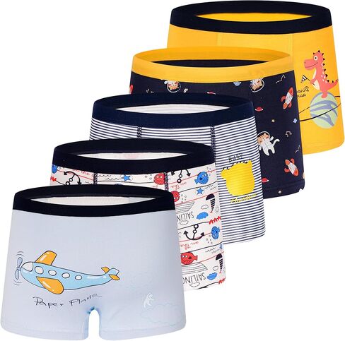 GRPSKCOS Boys Dinosaur Underwear- Pack of 5 Soft Cartoon Colorful Boxer Shorts Briefs with Fun for Kids 2-8 Years Old in Kuwait
