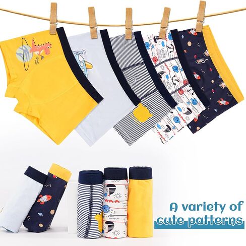 GRPSKCOS Boys Dinosaur Underwear- Pack of 5 Soft Cartoon Colorful Boxer Shorts Briefs with Fun for Kids 2-8 Years Old in Kuwait