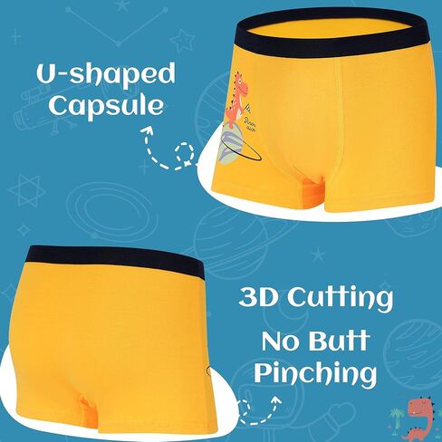 GRPSKCOS Boys Dinosaur Underwear- Pack of 5 Soft Cartoon Colorful Boxer Shorts Briefs with Fun for Kids 2-8 Years Old in Kuwait