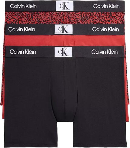 Calvin Klein 1996 Cotton Boxer Brief 3-Pack White/Authentic Grey/Tiger Print/Island Green M (32"-34") in Saudi Arabia