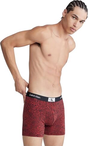 Calvin Klein 1996 Cotton Boxer Brief 3-Pack White/Authentic Grey/Tiger Print/Island Green M (32"-34") in Saudi Arabia