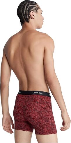 Calvin Klein 1996 Cotton Boxer Brief 3-Pack White/Authentic Grey/Tiger Print/Island Green M (32"-34") in Saudi Arabia