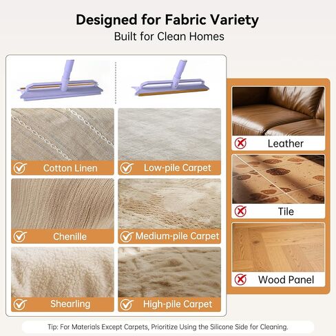 Carpet Rake 2 in1 Pet Hair Removal, 59" Adjustable Long Handle Carpet Scraper for Cat Dog Hair Deep Cleaner, Reusable Cleaner Tool for Rugs, Mats, Couch, Sofas, Floor, Car Seats in Saudi Arabia