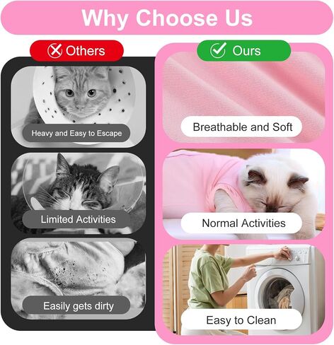 Cat Recovery Suit Spay Abdominal Wounds Skin Diseases Kitten Onesie Bodysuit Female Kitten Breathable Cone of Shame Alternative for Cats Anti Licking After Surgery Protection in Saudi Arabia