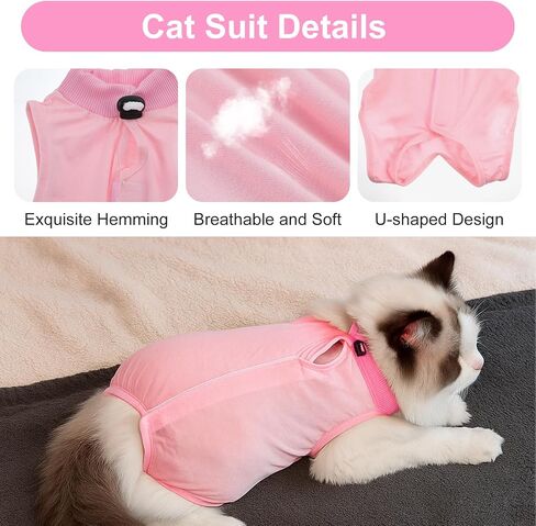 Cat Recovery Suit Spay Abdominal Wounds Skin Diseases Kitten Onesie Bodysuit Female Kitten Breathable Cone of Shame Alternative for Cats Anti Licking After Surgery Protection in Saudi Arabia