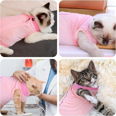 Cat Recovery Suit Spay Abdominal Wounds Skin Diseases Kitten Onesie Bodysuit Female Kitten Breathable Cone of Shame Alternative for Cats Anti Licking After Surgery Protection in Saudi Arabia