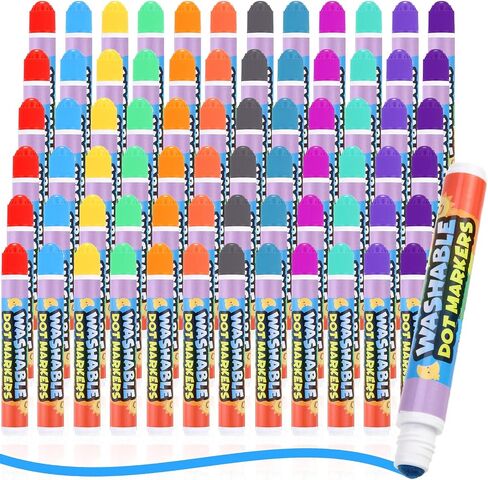 Crtiin 72 Pack Dot Markers Bulk, 12 Colors Washable Dot Markers for Toddlers Art, Children Painting Crafts, Bingo Daubers Supplies for Kids Preschool Children, Non Toxic Water-based Bingo Daubers in Saudi Arabia
